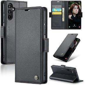 for Samsung Galaxy A16 5G Case, [RFID Blocking] Magnetic Closure PU Leather Wallet Flip Case with Card Holder Kickstand Shockproof Phone Cover for Samsung Galaxy A16 5G (Black)