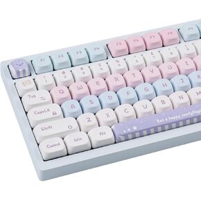 PBT Keycaps 130 Keys Cute Keycaps Dye-Sublimation Kawaii Keycaps Set XOA Profile Custom Keycaps for Cherry Gateron MX Swithes Mechanical Keyboards