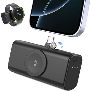 for Samsung Watch 7/iPhone 15/14/13/Android, 5000mAh Portable 2 - in - 1 Charger, USB - C Fast Charging, Magnetic Mini Phone Charger, Small Travel Power Bank.