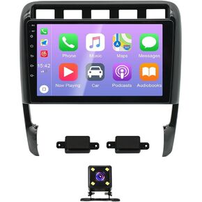 Android 13 Car Stereo for Porsche Cayenne 2002-2010, 2GB+32GB Wireless Carplay & Android Auto 9 inch 2.5D Tempered Glass Mirror auto Radio Player DSP Sound/WiFi/FM/SWC/MIC Dual USB + Backup Camera