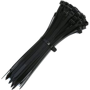 8 inch Zip Ties (200-Piece) Heavy Duty Black | Premium Nylon Cable Ties | Self-Locking Multi-Purpose Wire Ties for Home,Office,Garden,Workshop by AMORBASE