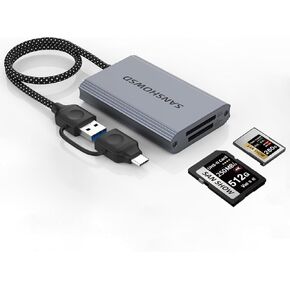 CFexpress Type B and SD 4.0 UHS-II Dual-Slot Memory Card Reader, 10Gbps USB 3.2 Gen 2 CF Card Reader, for Professional Filmmakers, Photographers, Compatible with Windows/Mac/Linux/Android