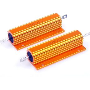 100 Watt 2 Ohm 5% Wirewound Resistor Electronic Aluminium Shell Resistors Gold (Pack of 2)