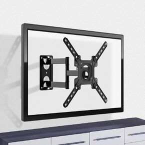 Full Motion TV Monitor Wall Mount for Most 26-55 Inch LED, LCD Flat Curved Smart TVs Monitor Tilt Corner TV Mounts with Extension Articulating Arm, Max VESA 400x400mm up to 66 lbs