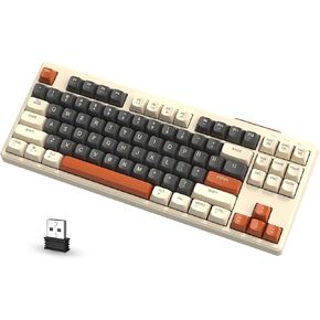 ATTACK SHARK M87 80% Wireless Gaming Keyboard,87 Keys Rainbow Lights TKL Mechanical Feeling SA PBT Keyboard for Mac/Win, Bluetooth 5.0/2.4Ghz Dual Mode Pc Gaming Keyboards for Silent Office/Gaming