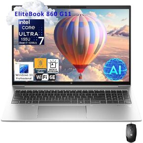 HP EliteBook 860 G11 16" FHD+ Business Laptop Computer, Intel 12-Core Ultra 7 155U (Beat i7-1355U), 32GB DDR5 RAM, 1TB PCIe SSD, WiFi 6E, Backlit Keyboard, Fingerprint Reader, Windows 11 Pro, AZ-XUT