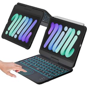 NOKBABO iPad Mini 7 Keyboard Case 2024 (8.3 inch), 7-Color Backlight,Multi-Touchpad, 360°Rotatable, Wireless Keyboard for iPad Mini 7th/6th Generation - Dark Black