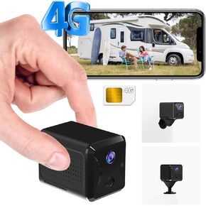 No WiFi Security Camera with SIM Card, 4G LTE Cellular Security Camera with 5200mAh Battery, HD Mini Camera, Car Security Camera, 160° Wide View, AI Motion Detection Alert, 10m Night Vision