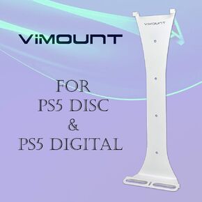 ViMount Wall Mount Metal Holder Compatible with Playstation 5 Disc and PS5 Digital in White Color