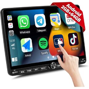 SIXWIN 10.1 inch Touchscreen 2G+64G Android Car Stereo Single Din Car Radio with Wireless Carplay Android Auto GPS Navigation WiFi Mirror Link Bluetooth FM Steering Wheel Control MIC