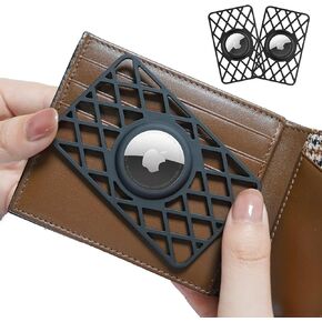 Vnnink Airtag Wallet Holder Insert, 0.1 Inch Thickness, Air Tag Wallet Card Slim Thin Card Case for Purse, Handbag, Backpack Wallet, Clutch Women, Men (Black)