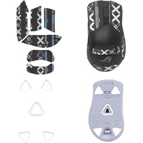 Mouse Grip Tape for ASUS ROG Gladius III, Rounded Curved Edges Mouse Feet Skates,Self-Adhesive PreCut Sweat-Resistant Professional Mice Upgrade Kit(Foot pad + Black Mouse Grip Tape)