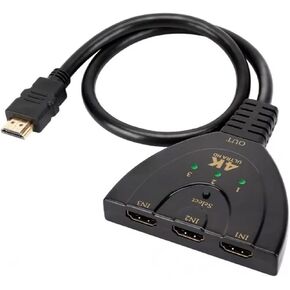 HDMI Switch 3 in 1 Out, 4K HDMI Splitter 3 in 1 Out for HDTV, HDMI 3 Port Video switcher with Status Indicator, for DVD, STB, PC, DV, DLP Video Projector