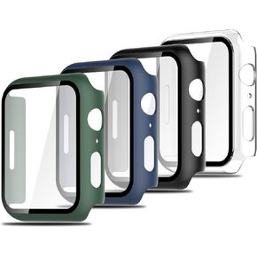 Simpeak Protective Case for Apple Watch Series 9/8/7 41mm, HD Clear, Slim Hard Screen Protector, Full Protection Face Cover Bumper Case, Black/Clear/Green/Blue