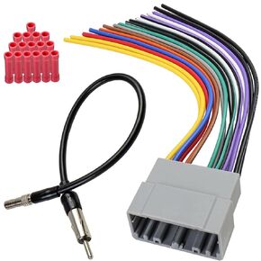 Radio Harness Kit Car Stereo Wire Harness with Antenna Adapter Replacement for Jeep Wrangler Cherokee Dodge RAM 1500 2500 3500 Charger Viper Chrysler Sebring Voyager 22Pin Radio Connector