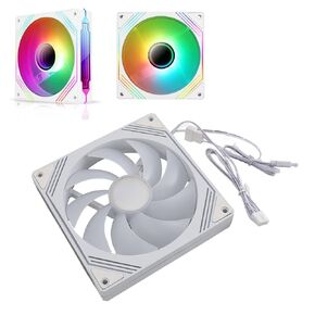 140mm ARGB PWM Chassis Fan, Addressable RGB Cooling Fan 5V 3PIN Connector, 650-1850RPM Speed, PWM Fan for CPU Cooler for Radiator PC Chassis, Quiet & Stable Cooling (Regular White)