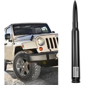 American Flag Car Truck Bullet Antenna Replacement 7 inch - Anti-Theft Design for Jeep Wrangler Gladiator JL JK JT Rubicon Sahara Unlimited Sport 4xe Willys Mojave 2007-2024 (Black)