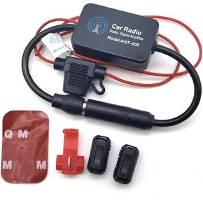 1 PC Automotive AM/FM Radio Signal Amplifier, 12V Plug and Play Adhesive Sensitive Clear Radio Antenna, Portable Repair and Modification Accessories, Suitable for Most Cars (Multicolored)