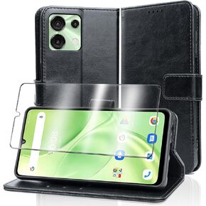 for UMIDIGI G9 5G Case,with Screen Protector,PU Leather Wrist Strap Card Slots Shockproof Protective Flip Cover Phone Wallet Case for UMIDIGI G9 5G, Black