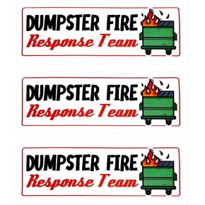 3pcs Dumpster Fire Response Team Stickers, 3x1in Dumpster Fire Decal Waterproof Funny Dumpster Fire Meme Sticker for Laptop Water Bottle Tumbler Hard Hat