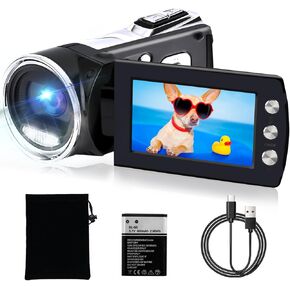 Video Camera Camcorder FHD 2.7K 36MP Digital Cameras Recorder for YouTube TikTok 2.7" 270 Degree Rotation Screen Vlogging Camcorders for Kids Birthday Gifts