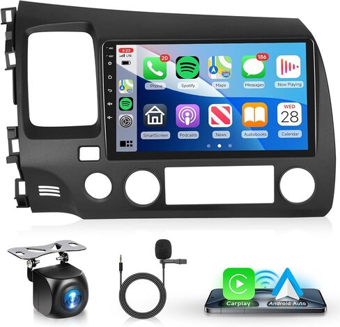 2G 64G 【شريحة GPS Build-In】 Car Stereo Radio لـ Honda Civic 2007-2011 Wireless Carroid Android Auto Mirrorlink ، 9 Inch 1080p HD IPS Louch Screen in Saudi Arabia