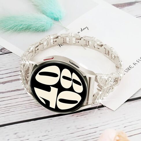 20mm Watch Band for Samsung Galaxy Watch 7 6 5 4 FE Band 40mm 44mm, Women Bling Diamond Slim Metal band for Samsung Watch Bands 7 6 5 4 FE/5Pro/Watch 6 4 Classic/Watch 3 41mm/Active 2 in Kuwait