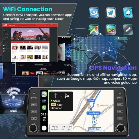 4G+64G Android 13 Car Radio for Dodge RAM 1500/2500/3500 (2009-20012) ، لـ Jeep Wrangle/Unlimited (2007-2015) ، 9''touch Screen Stereo مع Carplay اللاسلكي ، Android Auto ، GPS Mavigation ، Bluetooth5. 2 in Kuwait