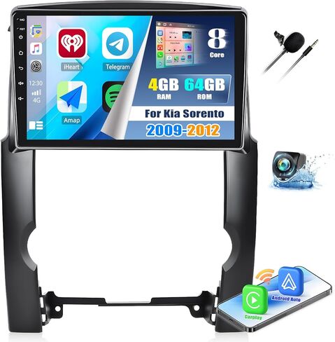 4+64G 8 Core Android 13 Car Stereo for Kia Sorento 2009-2012 with Wireless CarPlay Android Auto, 10.1'' IPS Touchscreen with WiFi Mirror Link GPS Bluetooth FM RDS DSP EQ SWC + Backup Camera in Kuwait