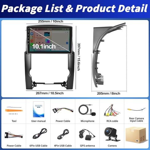 4+64G 8 Core Android 13 Car Stereo for Kia Sorento 2009-2012 with Wireless CarPlay Android Auto, 10.1'' IPS Touchscreen with WiFi Mirror Link GPS Bluetooth FM RDS DSP EQ SWC + Backup Camera in Kuwait