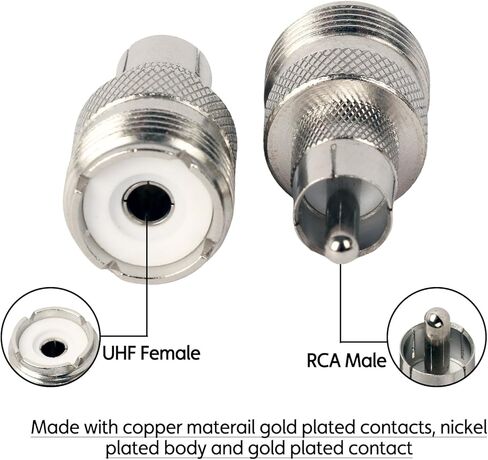 2Packs UHF SO239 أنثى إلى RCA Male Coax Cable Cable Antenna Atapter for Ham Radios Heathkit in Kuwait