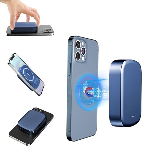 Magnetic Wireless Portable Charger,10000mAh 15W Fast USB C Small Wireless Power Bank, Especially External Strong Powerful Battery Pack for iPhone 12/12 Pro/12 Mini/iPhone 13 (Blue) in Saudi Arabia