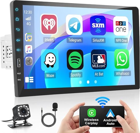 ستيريو راديو سيارة واحدة مع Carplay اللاسلكي Android Auto ، 9 بوصة وحدة رأس HD شاشة اللمس مع بلوتوث EQ FM Mirror Link SWC USB Backup Campar in Saudi Arabia