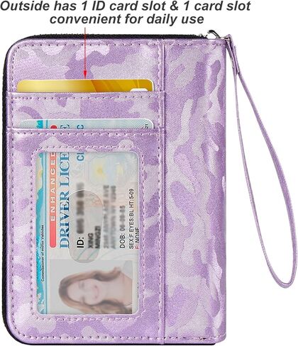 EcoVision RFID Credit Card Holder Wallets for Women Large Storage Space Accordion Zipper Card Case Holder,Leather Organizer Case with Lanyard in Saudi Arabia