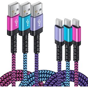 C Charger Cable Car Fast Charging Extension Power Cord Phone Android Type C 10FT/6FT/3FT compatible for iPhone 15 Pro Max,15 Plus, 15+,Galaxy A54 A14 A53 A13 S22+ S23 Ultra S21 S20 FE Pixel 8 7 XL