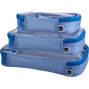 Set of Small, Medium and Large Blue Thermoplastic Polyurethane Transparent Cases for Computer Accessories, Camera Cables and Makeup products