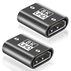 HDMI Coupler 2 Pack, 8K@60Hz HDMI 2.1 Female to Female Adapter, HDMI Extender for HDMI Cables, 3D 4K@120Hz HDR HDMI Connector for Laptop, PC, Monitor, HDTV, Roku TV, PS5/4, Chromecast