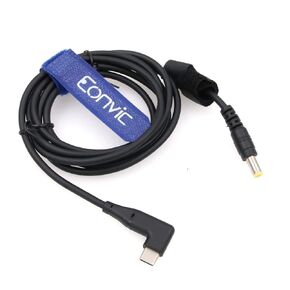 Eonvic 12V PD USB Type C to 5.5x2.5mm DC Power Cable for Blackmagic BMCC Camera Video Assist Monitor/Atomos Ninja V Monitor (Rright Angle DC)