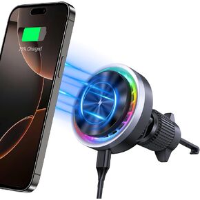 Wireless Car Charger for Magsafe Car Mount Charger Magnetic Wireless Fast Charging for iPhone 16 Pro Max/15/14/13/12 Series 15W Air Vent Phone Holder (Black)