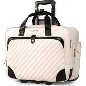 Rolling Laptop Bag Women, Rolling Briefcase for Women with Waterproof Pocket, 17.3 Inch Computer Bag for Women, Underseat Carry On Luggage with Wheels for Work Travel Business, Lightweight Black