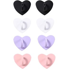 Pokinge 8PCS Heart-Shaped Mobile Phone Ring Holder Phone Case Materials， Adhesive Metal Heart Phone Charm Holder for DIY Phone Case Supplies