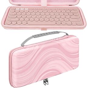 Keyboard Travel Case, Hard Shell Protective Case Compatible with Logitech Pebble Keys 2 K380s/ Logitech K380 (Pink)