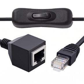 NFHK Cable RJ45 CAT6 8P8C STP UTP Male to Female Extension Cable with 304 Singal Switch On/Off LAN Ethernet Network Patch Cord (60cm)