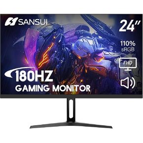 SANSUI 180Hz Monitor 24 inch PC Monitor, Computer Monitor FHD 1080p, Display Port Monitor with Built-in Speakers sRGB 110% Adaptive Sync, HDMIx2 Ports VESA Compatible Tilt Adjustable,Black