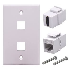 2 Ports Wall Plate, 1 Port HDMI 4k + 1 Port CAT6 RJ45 Outlet Socket Wall Plate, HDMI & RJ45 Female to Female Keystone Jack Module Wall Plate