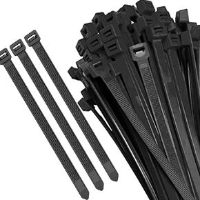 100 Pcs Black Cable Ties Heavy Duty - Zip Ties 8 Inch Secure Versatile and Durable Solution- Multi-Purpose Self Locking Zip Tie for Indoor and Outdoor