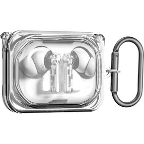Geiomoo Soft TPU Case for Nothing Ear (a), Protective Cover with Carabiner (Clear)
