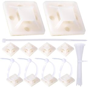 150 Pack Cable Zip Tie Mounts, 1 Inch Self Adhesive-Backed Mounts for Wire Holder White Cable Management Clips Wall Anchors