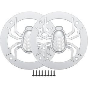 ACROPIX Universal 4" Car Speaker Grills Cover Round 4 Inch Audio Speaker Subwoofer Guard Protective Case with Mounting Screws ABS Silver Tone - Pack of 2
