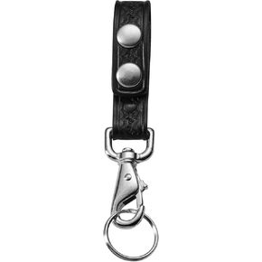Leather Key Strap Belt Keeper for Duty Belt Key Ring Holder Double Snap Belt Loop Chrome Hardware